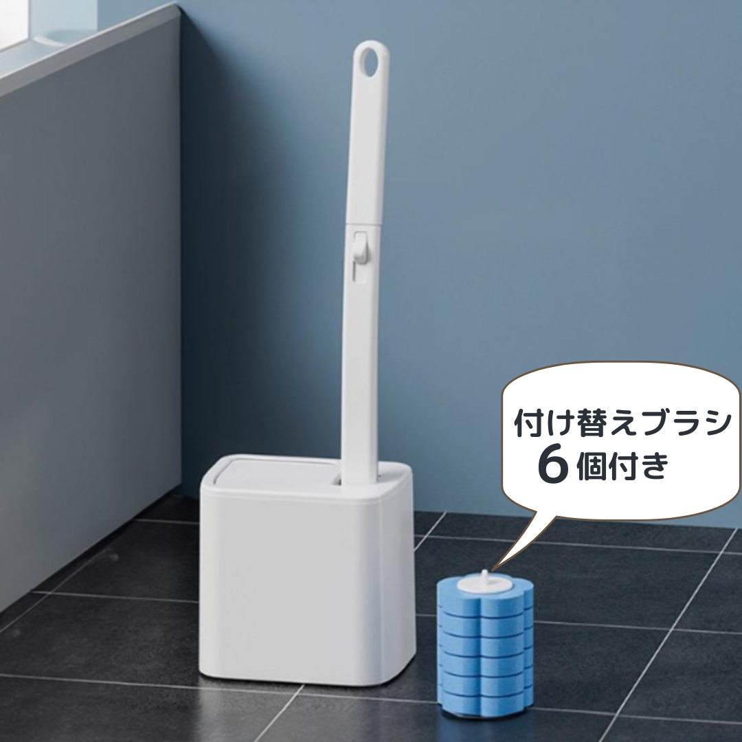 ワンタッチトイレブラシ(付け替えブラシ6個付き）